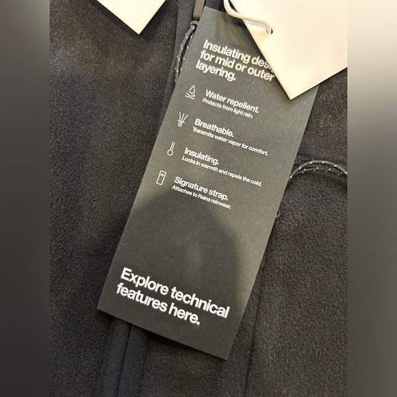 Rains Fleece Bomber Liner Jacket Size Medium NWT Solid Black - Picture 7 of 7